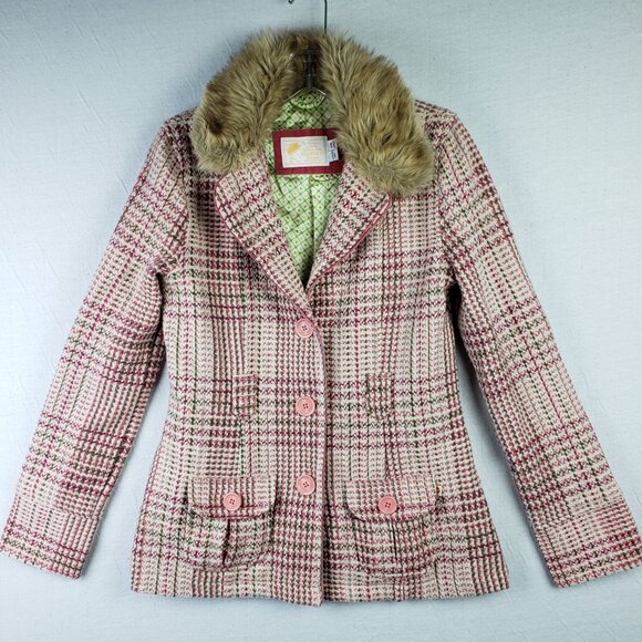 Vintage Y2K Hollister Co Penny Lane Coat Jacket Wool Blend Woven Plaid 70s Retro - Picture 4 of 16